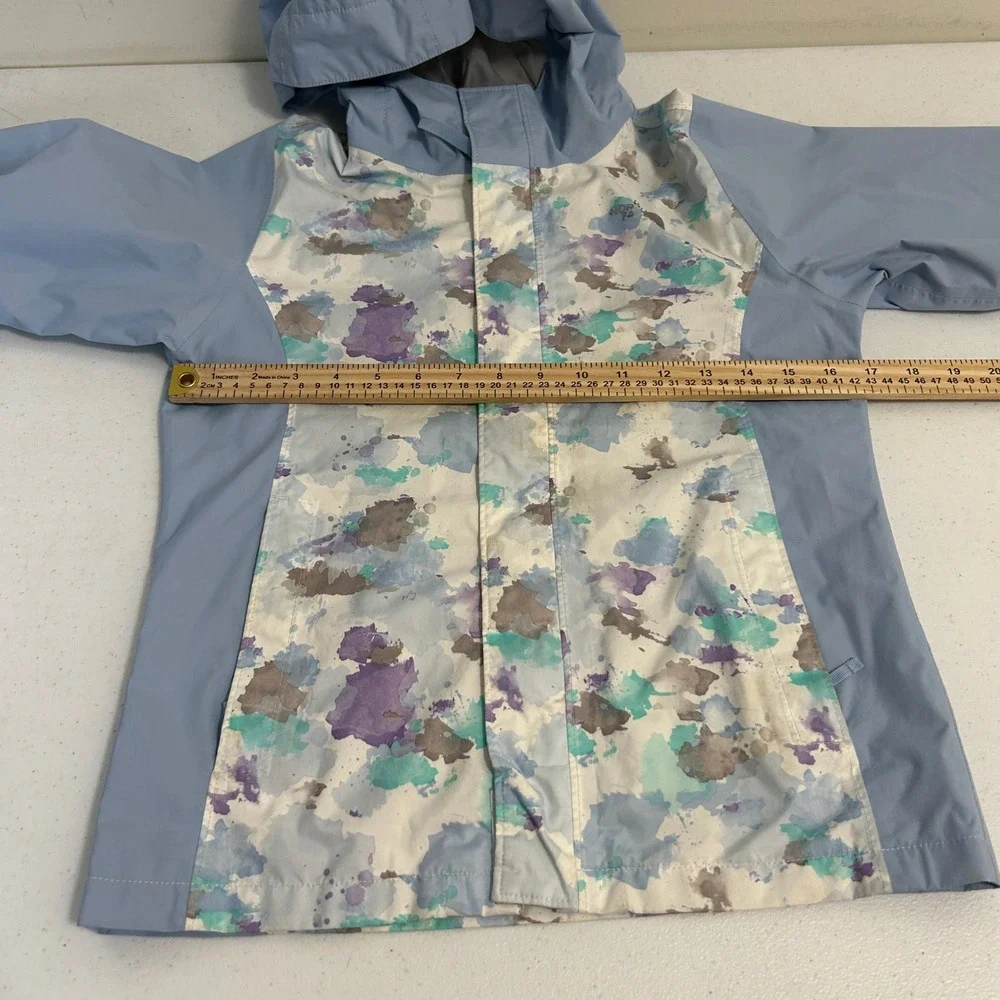The North Face Girls DryVent Rain Jacket Blue Purple Watercolor Print M 10/12